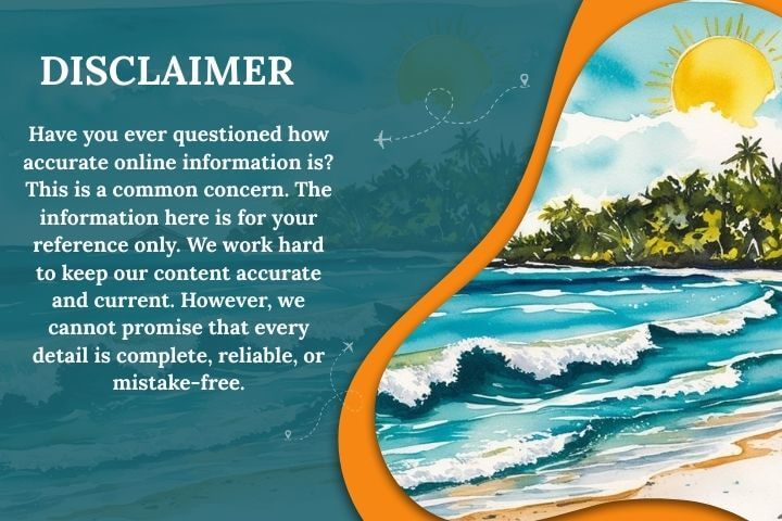 Budget Travel in Jamaica -It’s a beautifully designed disclaimer with a tropical, calming beach scene that helps soften the tone of the message.