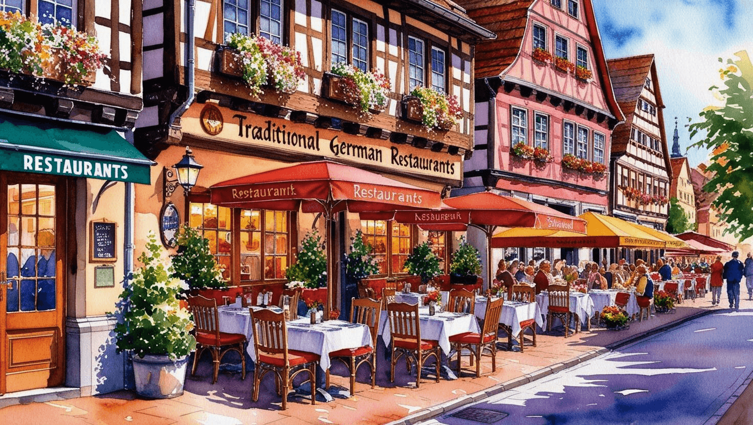 7 Unforgettable Places to Visit in Germany-image captures a lively and inviting street scene in a picturesque European town, most likely somewhere in Germany.